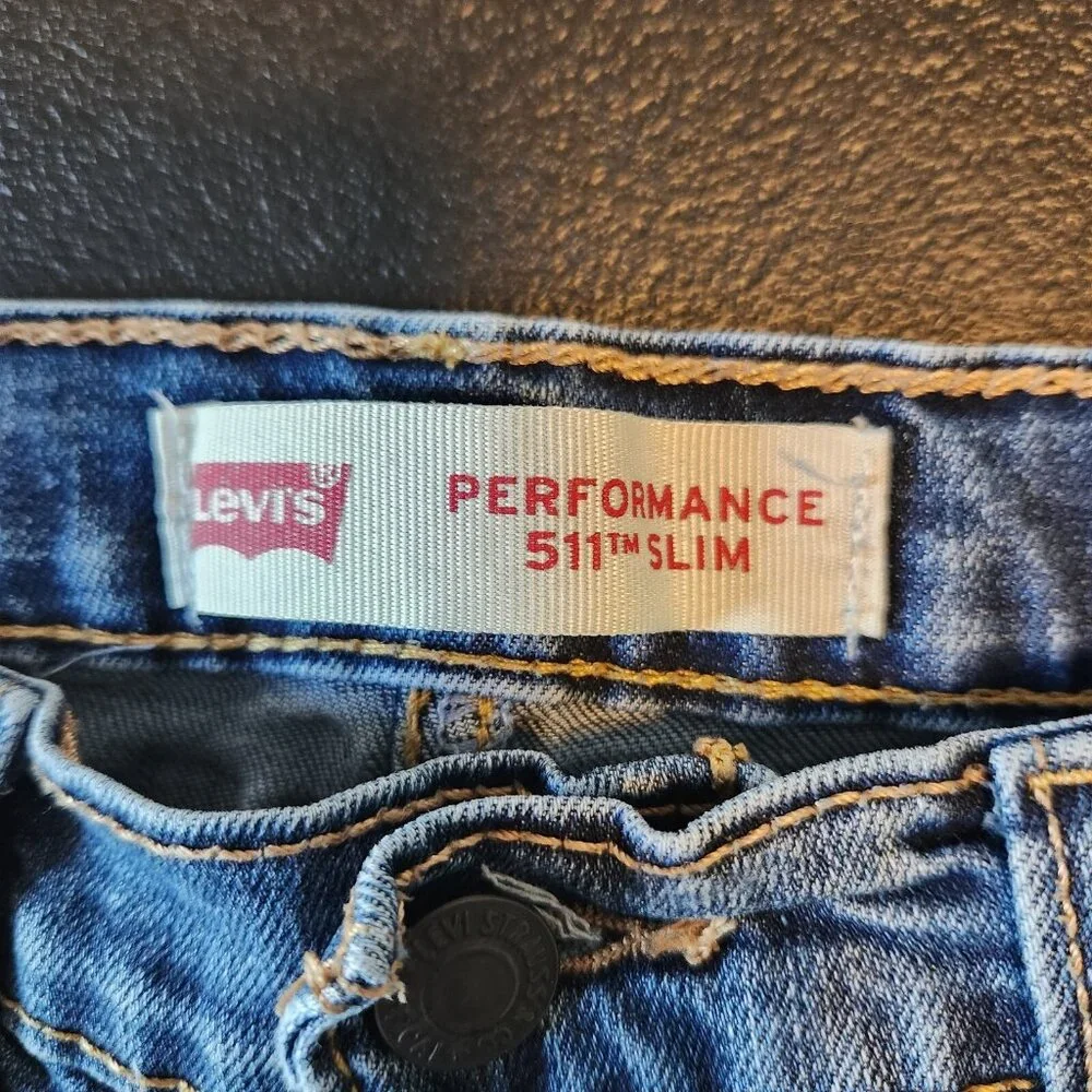 Levis‎ 511 Jeans Performance Slim Boys Size 12 Reg 26x26 Blue Denim Stretch EUC